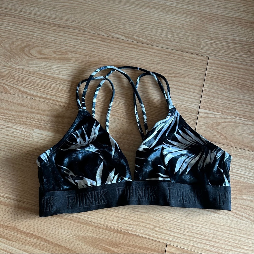 Pink VS Tropical Palm Leaf Unlined Bralette Medium